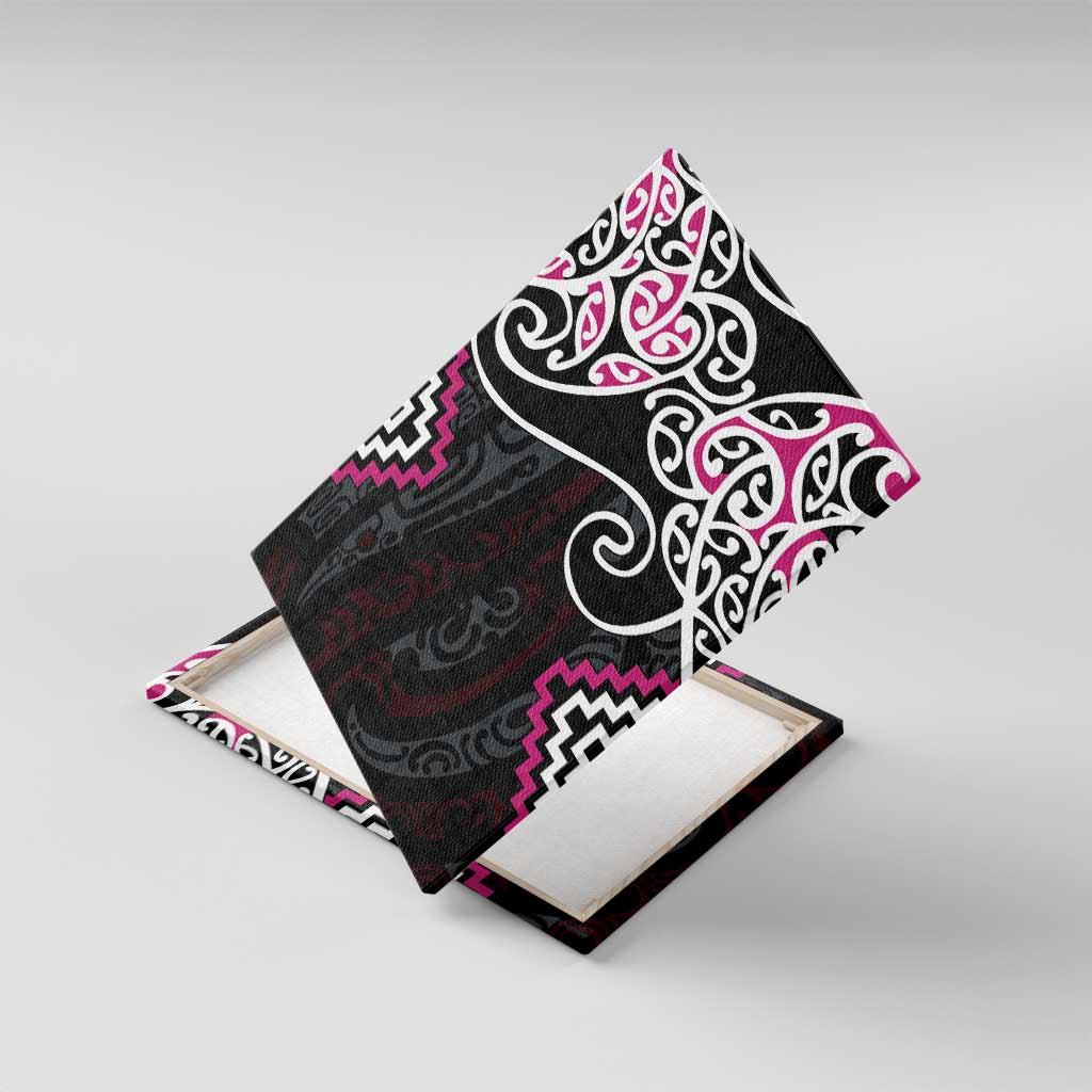 Pink Aotearoa Tukutuku Manawa Tapu Canvas Wall Art Ta Moko Toi Maori LT9 With Frame Pink - Polynesian Pride