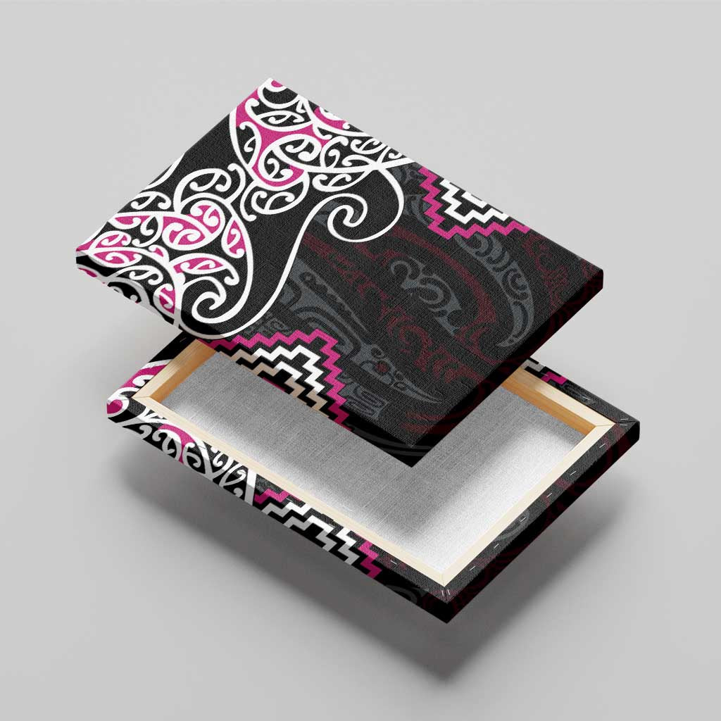 Pink Aotearoa Tukutuku Manawa Tapu Canvas Wall Art Ta Moko Toi Maori LT9 - Polynesian Pride