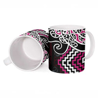 Pink Aotearoa Tukutuku Manawa Tapu Ceramic Mug Ta Moko Toi Maori - Polynesian Pride