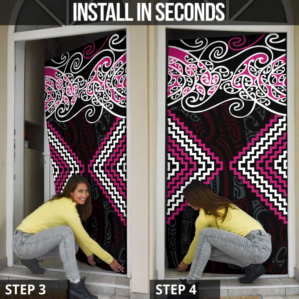 Pink Aotearoa Tukutuku Manawa Tapu Door Cover Ta Moko Toi Maori - Polynesian Pride