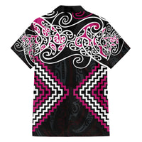 Pink Aotearoa Tukutuku Manawa Tapu Family Matching Long Sleeve Bodycon Dress and Hawaiian Shirt Ta Moko Toi Maori