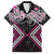 Pink Aotearoa Tukutuku Manawa Tapu Family Matching Off Shoulder Short Dress and Hawaiian Shirt Ta Moko Toi Maori