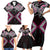 Pink Aotearoa Tukutuku Manawa Tapu Family Matching Short Sleeve Bodycon Dress and Hawaiian Shirt Ta Moko Toi Maori