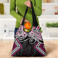 Pink Aotearoa Tukutuku Manawa Tapu Grocery Bag Ta Moko Toi Maori LT9 - Polynesian Pride