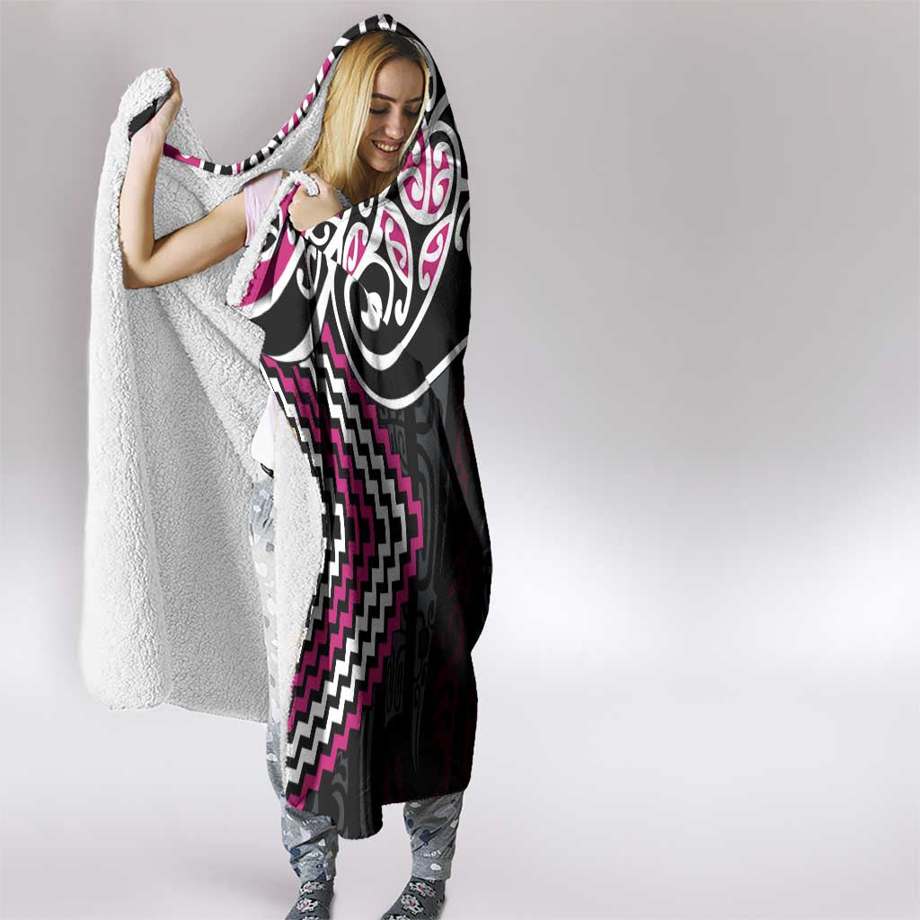 Pink Aotearoa Tukutuku Manawa Tapu Hooded Blanket Ta Moko Toi Maori LT9 - Polynesian Pride