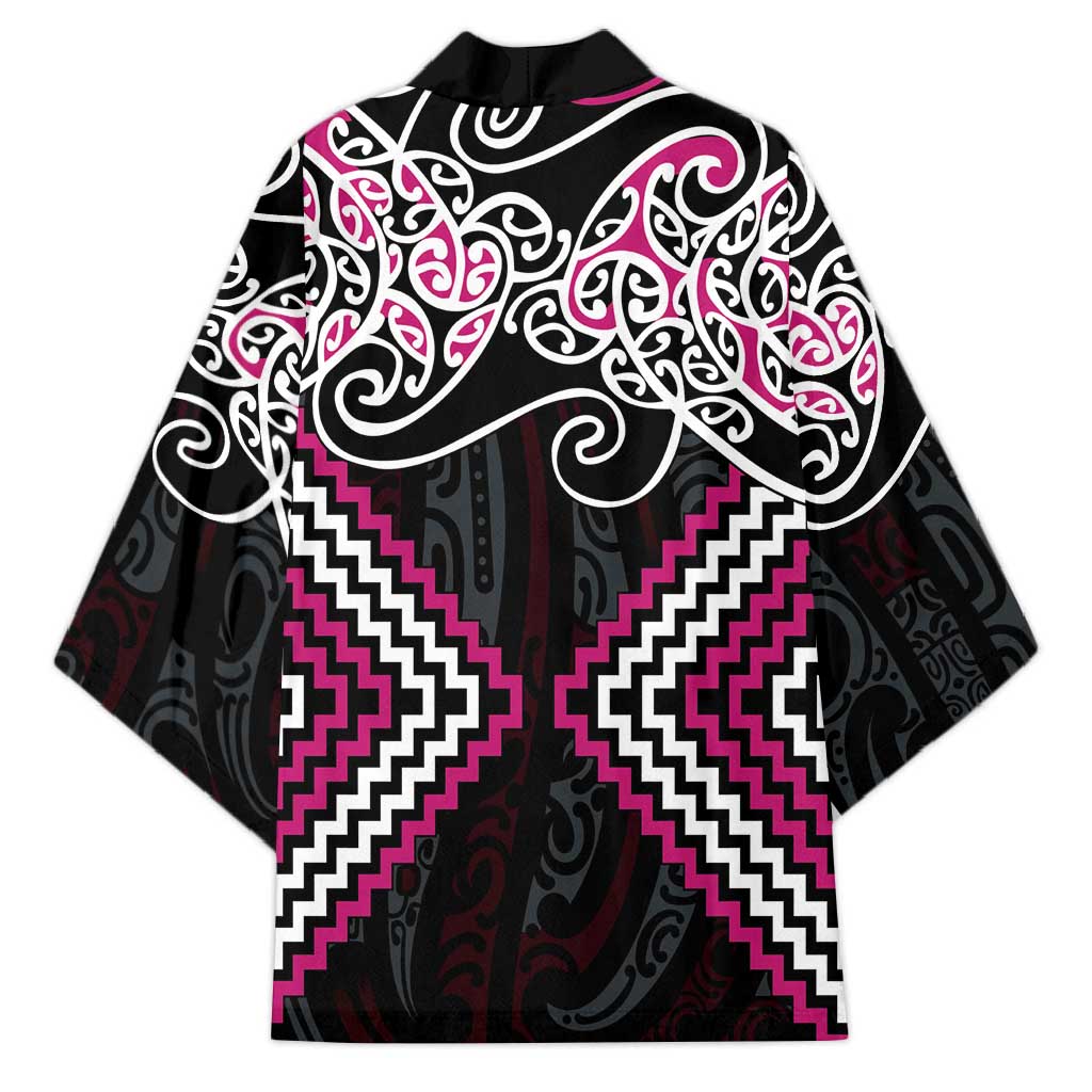 Pink Aotearoa Tukutuku Manawa Tapu Kimono Ta Moko Toi Maori - Polynesian Pride