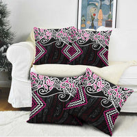 Pink Aotearoa Tukutuku Manawa Tapu Pillow Cover Ta Moko Toi Maori - Polynesian Pride