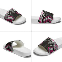 Pink Aotearoa Tukutuku Manawa Tapu Slide Sandals Ta Moko Toi Maori - Polynesian Pride