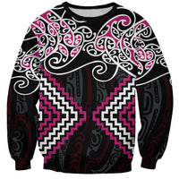 Pink Aotearoa Tukutuku Manawa Tapu Sweatshirt Ta Moko Toi Maori LT9 Unisex Pink - Polynesian Pride