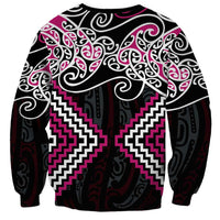 Pink Aotearoa Tukutuku Manawa Tapu Sweatshirt Ta Moko Toi Maori LT9 - Polynesian Pride