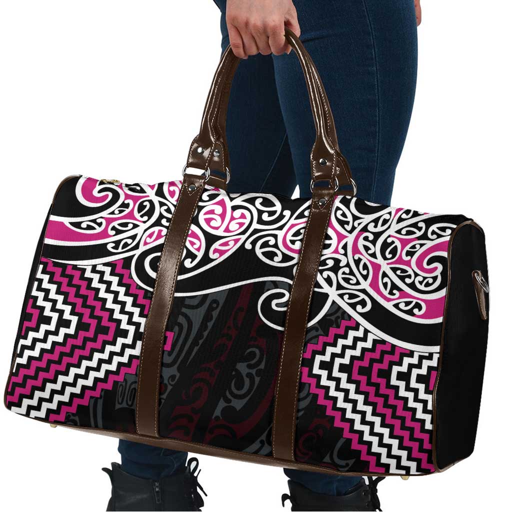 Pink Aotearoa Tukutuku Manawa Tapu Travel Bag Ta Moko Toi Maori - Polynesian Pride