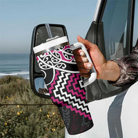Pink Aotearoa Tukutuku Manawa Tapu Tumbler With Handle Ta Moko Toi Maori LT9 - Polynesian Pride