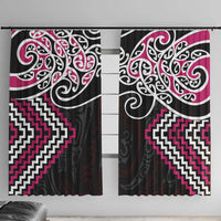 Pink Aotearoa Tukutuku Manawa Tapu Window Curtain Ta Moko Toi Maori LT9 With Hooks Pink - Polynesian Pride