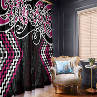 Pink Aotearoa Tukutuku Manawa Tapu Window Curtain Ta Moko Toi Maori LT9 - Polynesian Pride