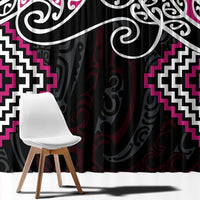 Pink Aotearoa Tukutuku Manawa Tapu Window Curtain Ta Moko Toi Maori LT9 - Polynesian Pride