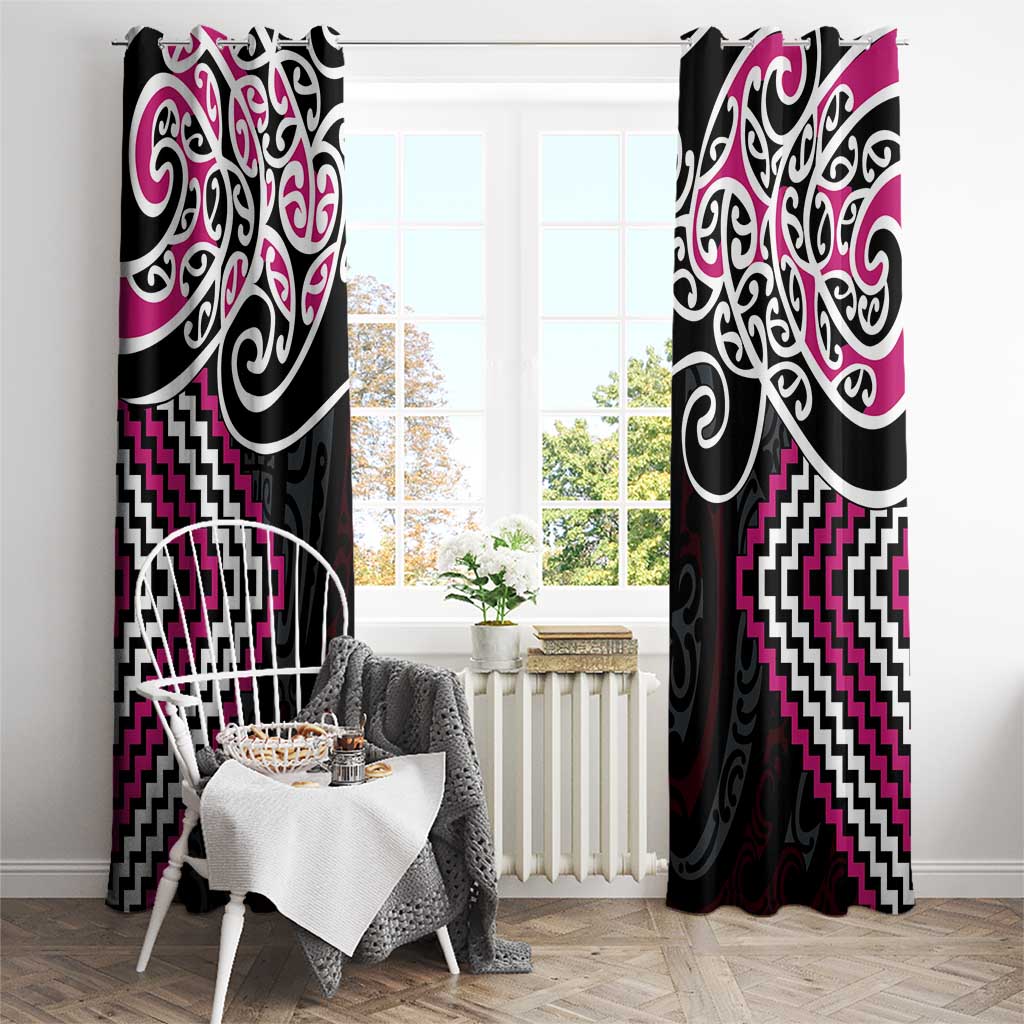 Pink Aotearoa Tukutuku Manawa Tapu Window Curtain Ta Moko Toi Maori LT9 - Polynesian Pride