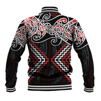 Red Aotearoa Tukutuku Manawa Tapu Baseball Jacket Ta Moko Toi Maori LT9 - Polynesian Pride