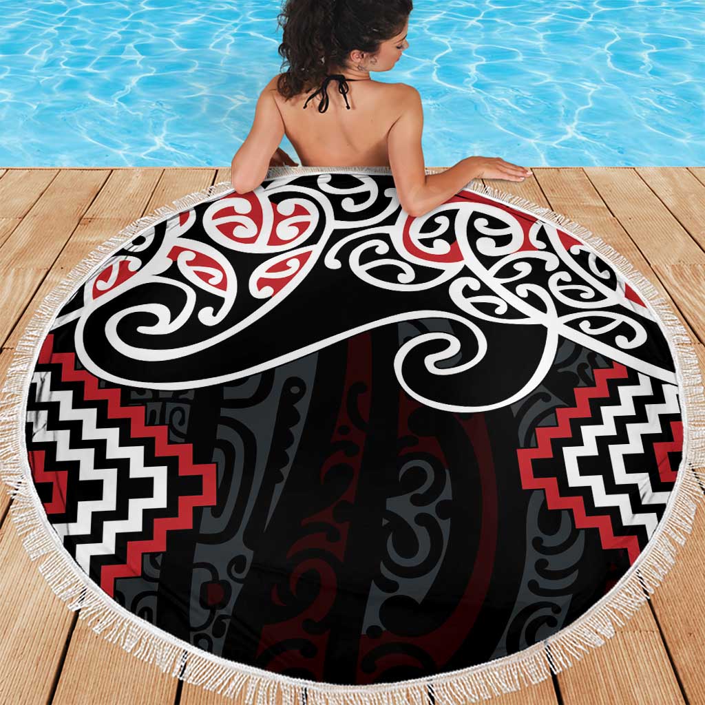 Red Aotearoa Tukutuku Manawa Tapu Beach Blanket Ta Moko Toi Maori LT9 - Polynesian Pride