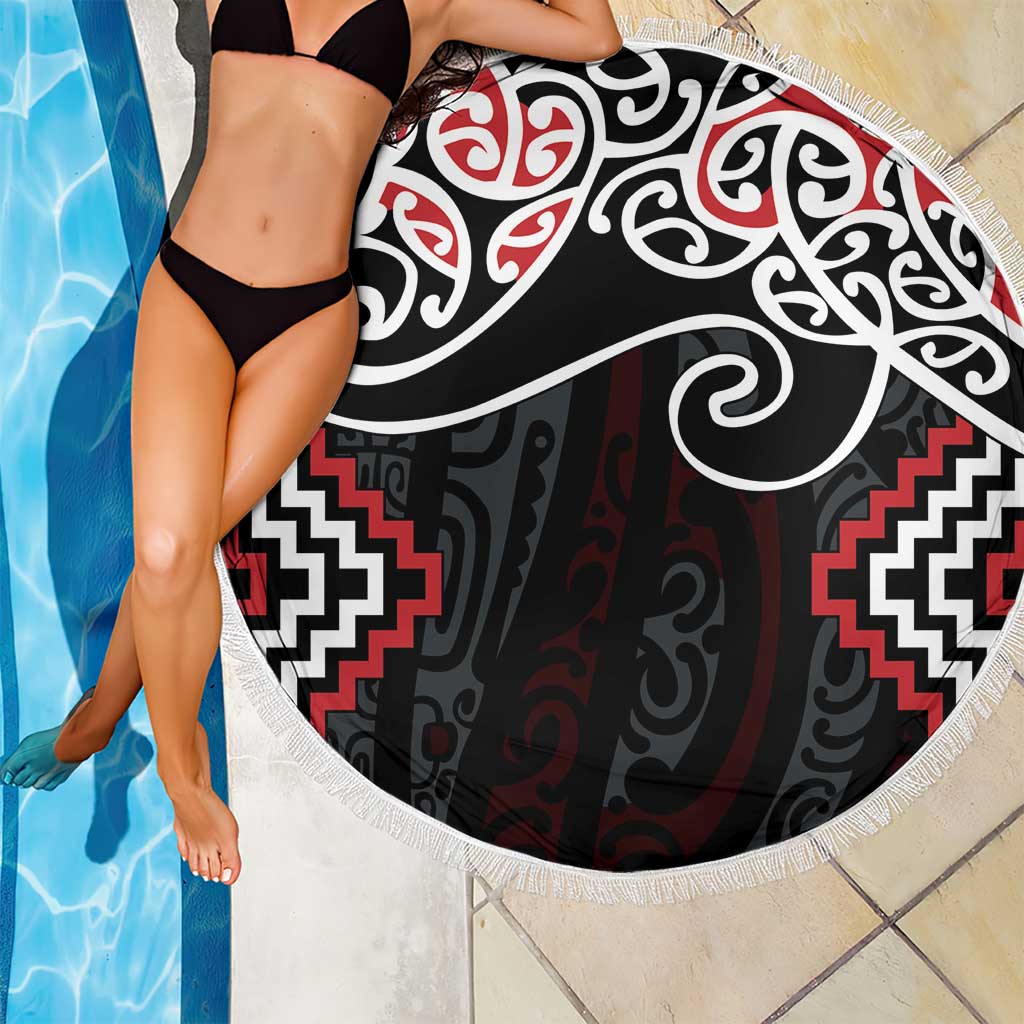 Red Aotearoa Tukutuku Manawa Tapu Beach Blanket Ta Moko Toi Maori LT9 - Polynesian Pride