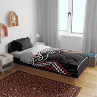 Red Aotearoa Tukutuku Manawa Tapu Bedding Set Ta Moko Toi Maori