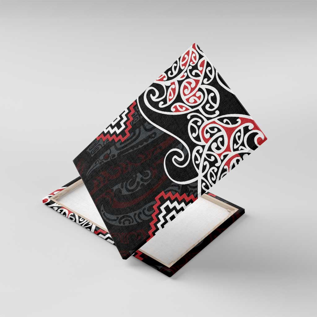 Red Aotearoa Tukutuku Manawa Tapu Canvas Wall Art Ta Moko Toi Maori LT9 With Frame Red - Polynesian Pride
