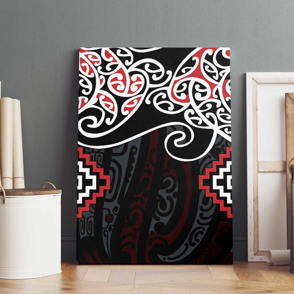 Red Aotearoa Tukutuku Manawa Tapu Canvas Wall Art Ta Moko Toi Maori LT9 - Polynesian Pride