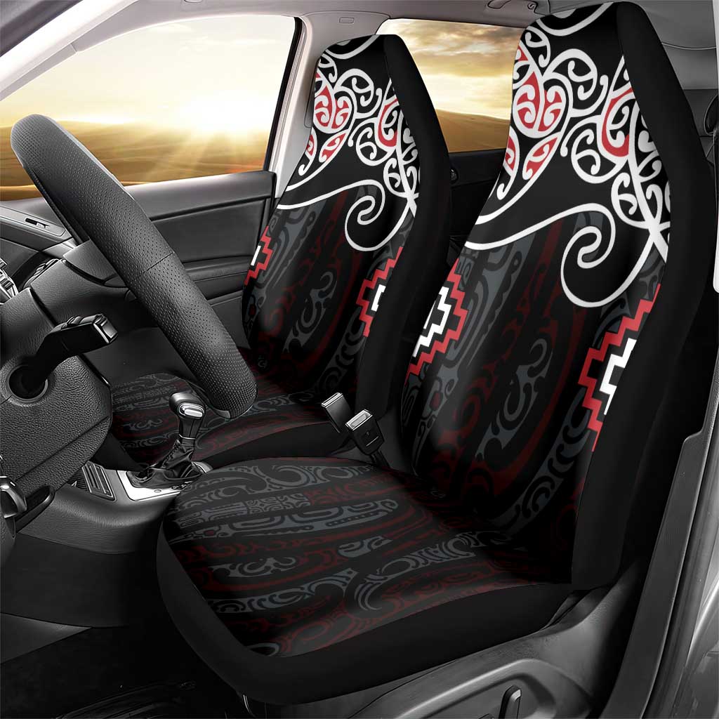 Red Aotearoa Tukutuku Manawa Tapu Car Seat Cover Ta Moko Toi Maori
