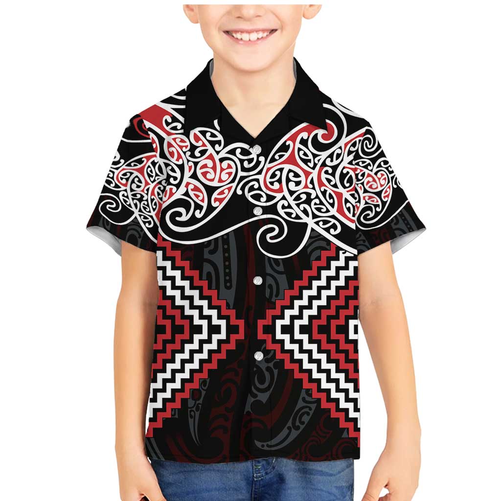 Red Aotearoa Tukutuku Manawa Tapu Family Matching Mermaid Dress and Hawaiian Shirt Ta Moko Toi Maori