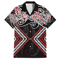 Red Aotearoa Tukutuku Manawa Tapu Family Matching Summer Maxi Dress and Hawaiian Shirt Ta Moko Toi Maori