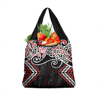 Red Aotearoa Tukutuku Manawa Tapu Grocery Bag Ta Moko Toi Maori LT9 1-pack One Size Red - Polynesian Pride