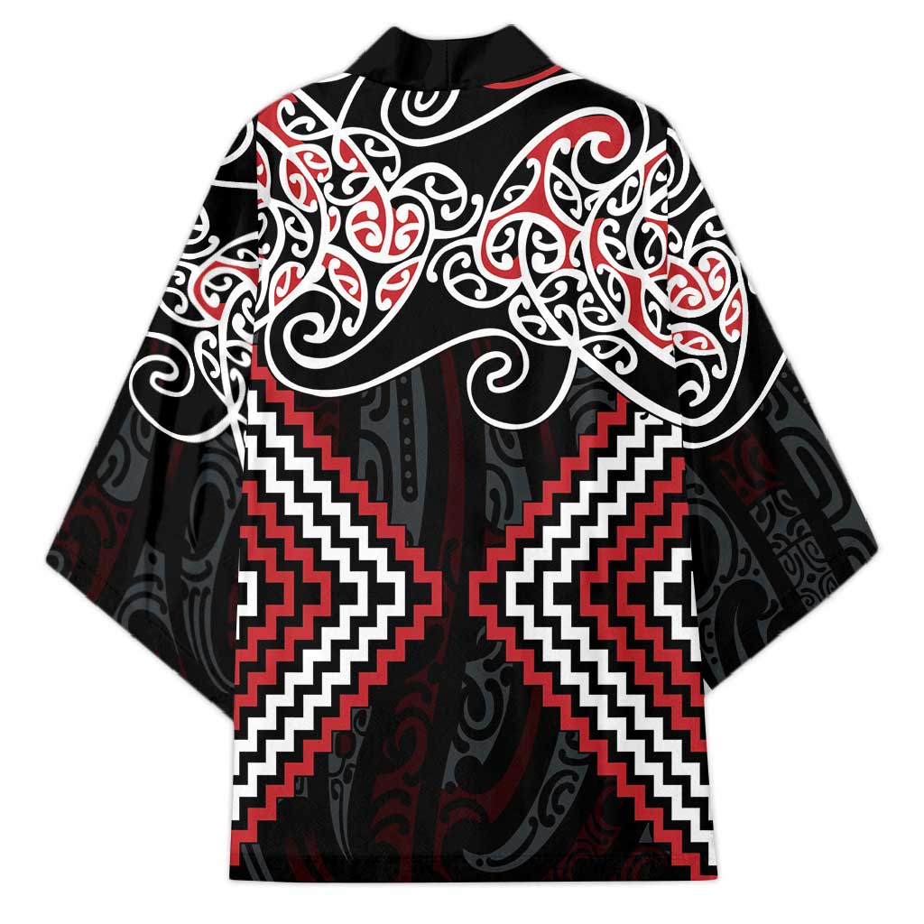 Red Aotearoa Tukutuku Manawa Tapu Kimono Ta Moko Toi Maori - Polynesian Pride