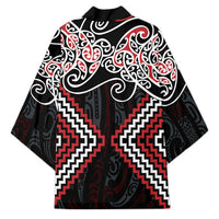 Red Aotearoa Tukutuku Manawa Tapu Kimono Ta Moko Toi Maori - Polynesian Pride