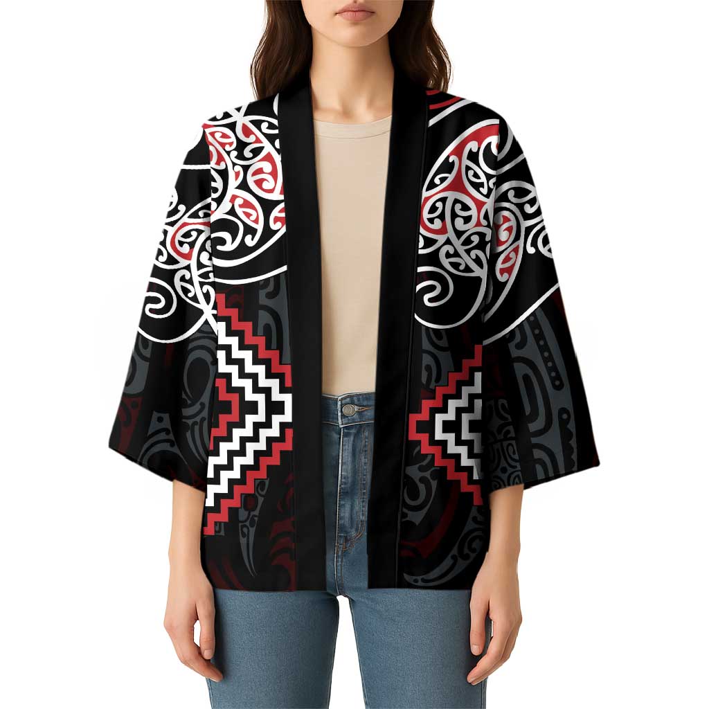 Red Aotearoa Tukutuku Manawa Tapu Kimono Ta Moko Toi Maori - Polynesian Pride