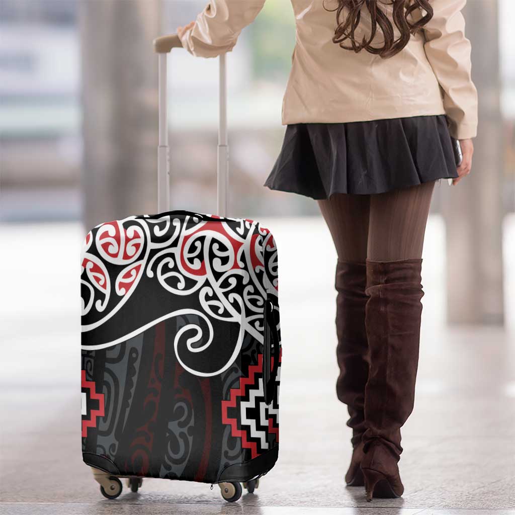 Red Aotearoa Tukutuku Manawa Tapu Luggage Cover Ta Moko Toi Maori