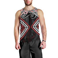 Red Aotearoa Tukutuku Manawa Tapu Men Tank Top Ta Moko Toi Maori LT9 - Polynesian Pride