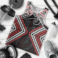 Red Aotearoa Tukutuku Manawa Tapu Men Tank Top Ta Moko Toi Maori LT9 - Polynesian Pride