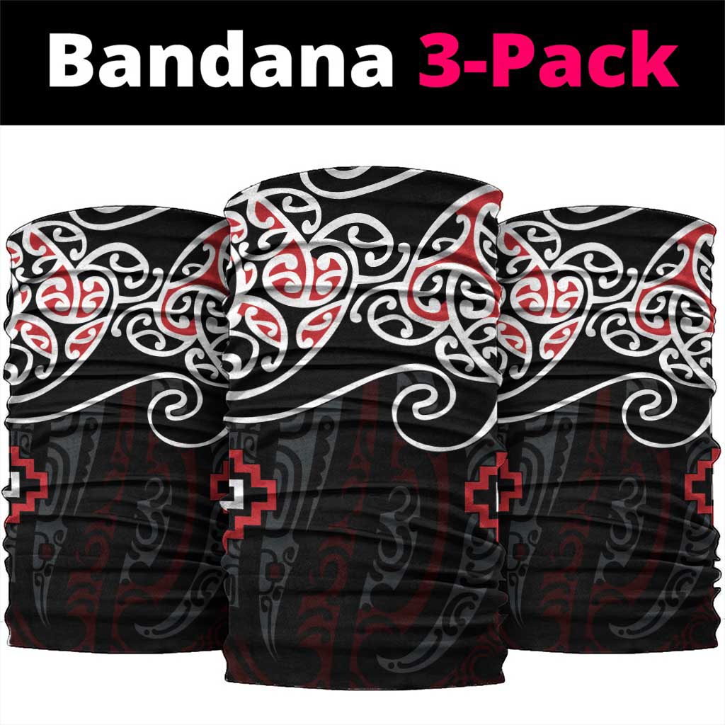 Red Aotearoa Tukutuku Manawa Tapu Neck Gaiter Ta Moko Toi Maori - Polynesian Pride