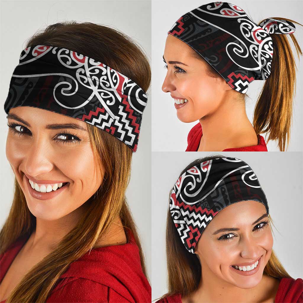 Red Aotearoa Tukutuku Manawa Tapu Neck Gaiter Ta Moko Toi Maori - Polynesian Pride