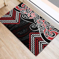 Red Aotearoa Tukutuku Manawa Tapu Rubber Doormat Ta Moko Toi Maori LT9 - Polynesian Pride