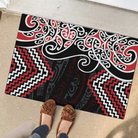 Red Aotearoa Tukutuku Manawa Tapu Rubber Doormat Ta Moko Toi Maori LT9 - Polynesian Pride