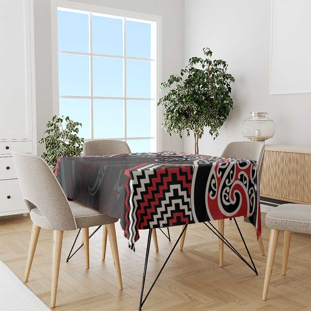 Red Aotearoa Tukutuku Manawa Tapu Tablecloth Ta Moko Toi Maori LT9 - Polynesian Pride