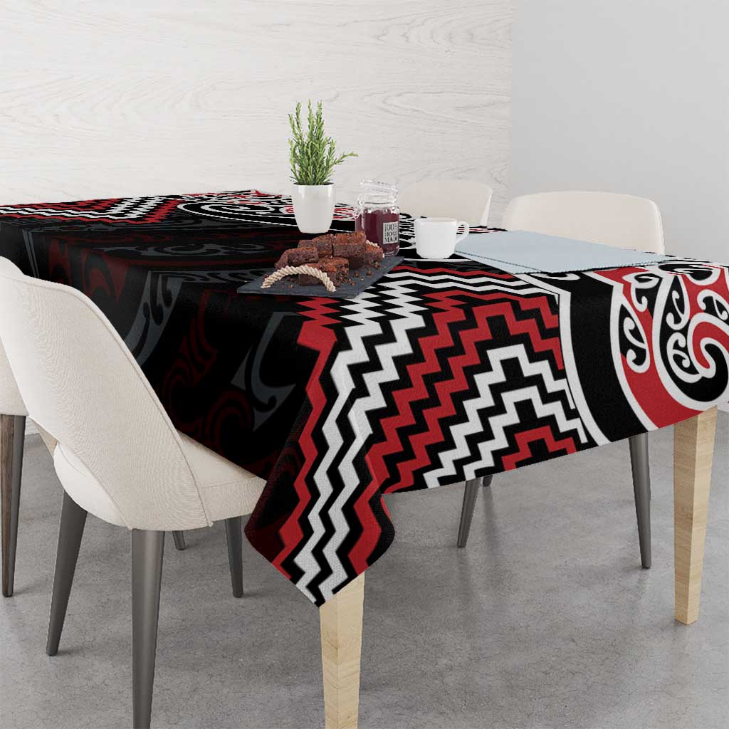 Red Aotearoa Tukutuku Manawa Tapu Tablecloth Ta Moko Toi Maori LT9 - Polynesian Pride