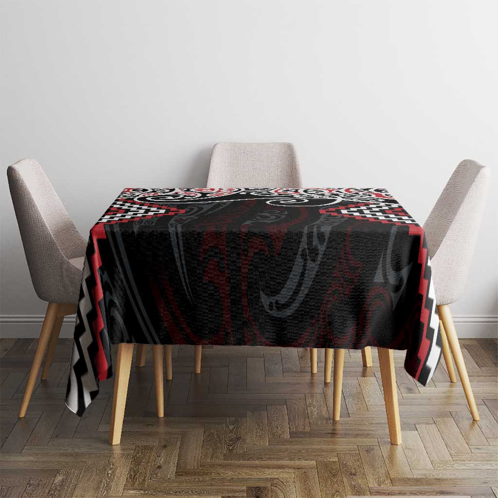 Red Aotearoa Tukutuku Manawa Tapu Tablecloth Ta Moko Toi Maori LT9 - Polynesian Pride