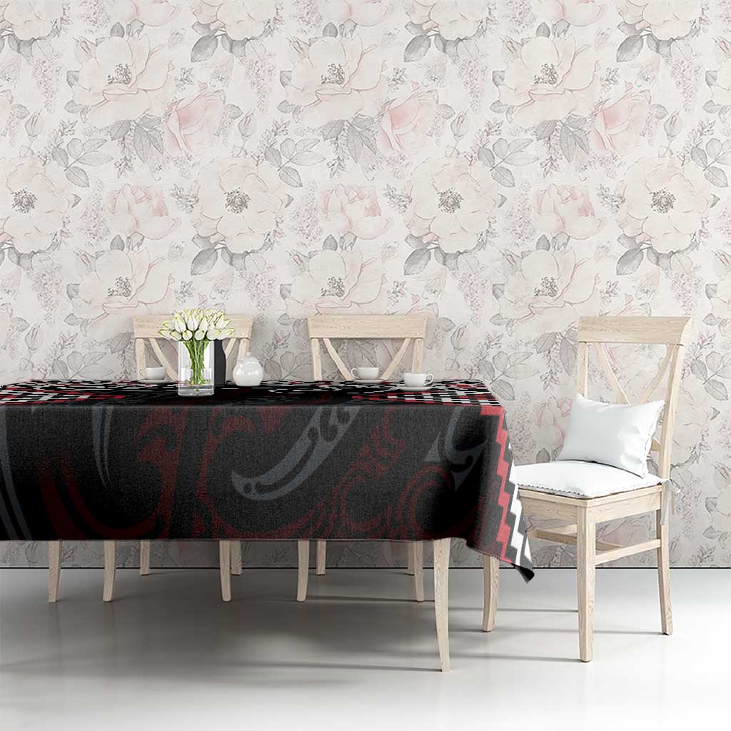 Red Aotearoa Tukutuku Manawa Tapu Tablecloth Ta Moko Toi Maori LT9 - Polynesian Pride