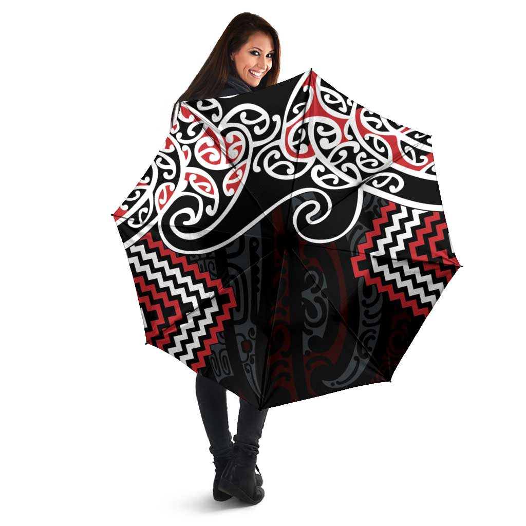 Red Aotearoa Tukutuku Manawa Tapu Umbrella Ta Moko Toi Maori - Polynesian Pride