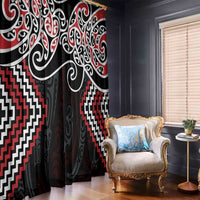 Red Aotearoa Tukutuku Manawa Tapu Window Curtain Ta Moko Toi Maori LT9 - Polynesian Pride