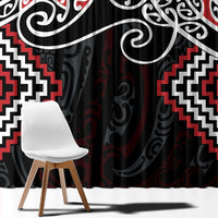 Red Aotearoa Tukutuku Manawa Tapu Window Curtain Ta Moko Toi Maori LT9 - Polynesian Pride