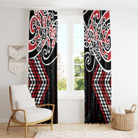 Red Aotearoa Tukutuku Manawa Tapu Window Curtain Ta Moko Toi Maori LT9 - Polynesian Pride
