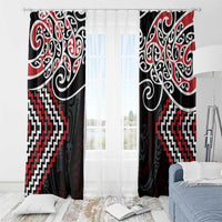 Red Aotearoa Tukutuku Manawa Tapu Window Curtain Ta Moko Toi Maori LT9 - Polynesian Pride