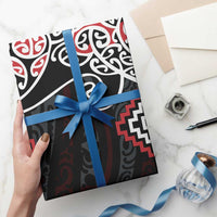 Red Aotearoa Tukutuku Manawa Tapu Wrapping Paper Ta Moko Toi Maori - Polynesian Pride
